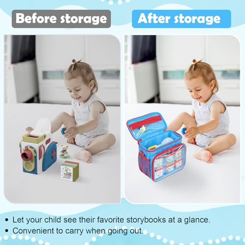 Mordx Carrying Case Compatible with Little Tikes Story Dream Machine Books Starter Set,Organizer for Little Tikes Projector Storybook Audio Playback and Character Series,Bag Only (blue & rad)