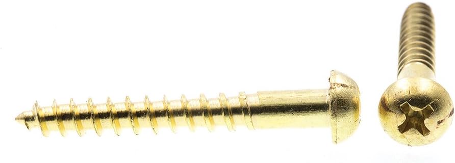 Prime-Line 9208373 Wood Screws, Round Head, Phillips Drive, #10 X 1-1/2 In., Solid Brass (15 Pack)