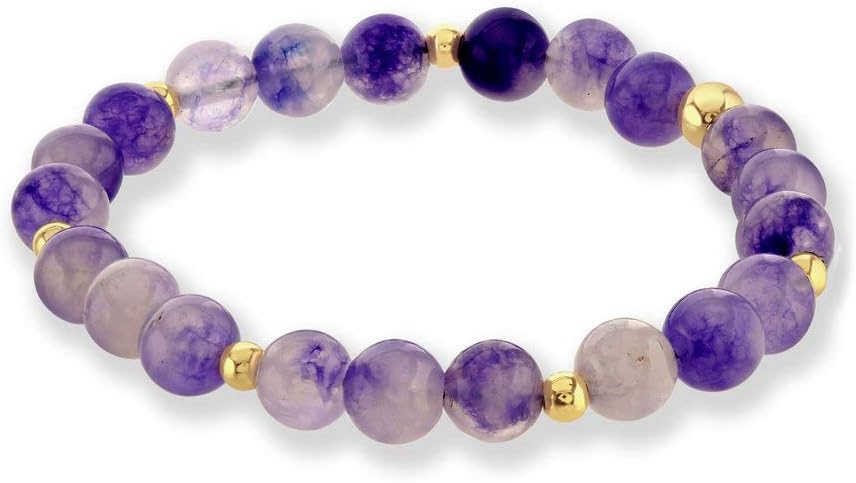 Believe London Co. 6mm Amethyst Beaded Bracelets - Natural Stone Elastic Crystal Bracelet for Women/Men - Long Distance Relationship Gifts - Stress Relief, Healing Crystals & Anxiety Relief