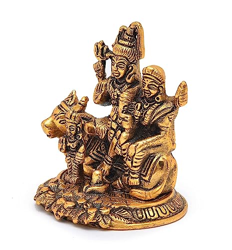 Estatua de Shiva familia hecha de metal 10.2 cm miniatura 2