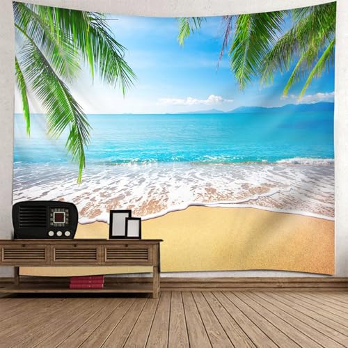 Tapisserie plage et mer azur pour créer un coin détente dans la chambre