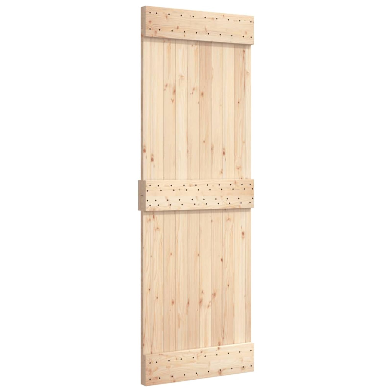 Puerta Corredera De Madera De Pino Maciza – 90x210x3,6 Cm, Kit De Herrajes Incluido, Riel De 183 Cm, Carga Máxima 80 Kg