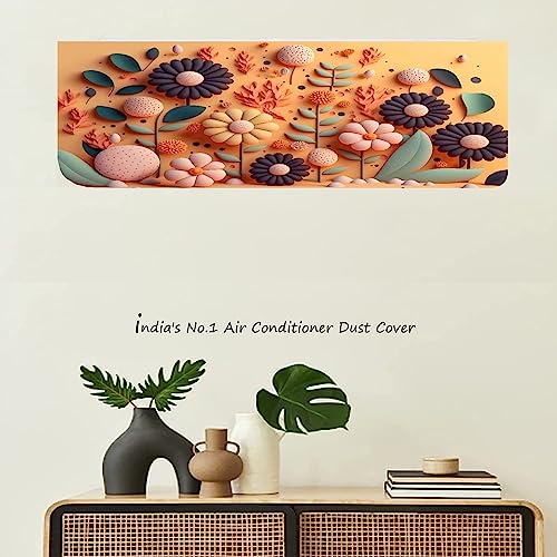 Image of DARSHANAM WORLD Beatiful Designer Ac Cover / / Cutest Printed Air Conditioning Dust Cover For Indoor & All Type AC Split Covers / / Colorfull Folding Designer Ac Cover (3D Flower 1.5 Ton)