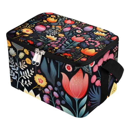 Lunch Bags for Women Men 9 Cans,Beautiful Floral Hot & Cold Food Delivery Bag Insulated Grocery Bag Insulated Lunch Box Flowers Cooler Bag for Office Work Picnic Beach