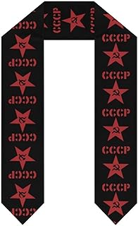 Flag Soviet Union USSR Hammer and Sickle Unisex Graduation Stole Soft Cloth Cute Print Scarf Stole Sash for Wedding Festival Party