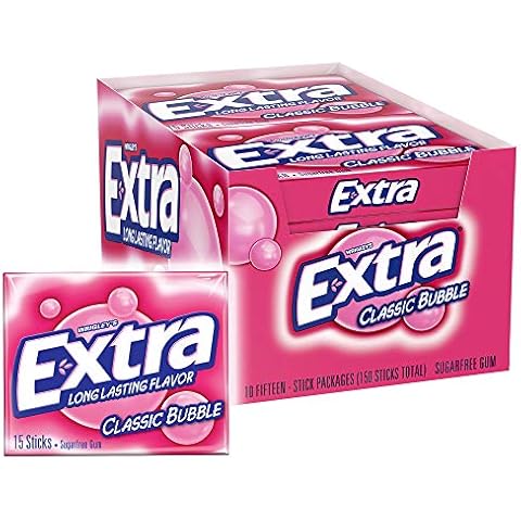 Extra Classic Bubble Sugar Free Chewing Gum, 15 Count (Pack of 10) Cover