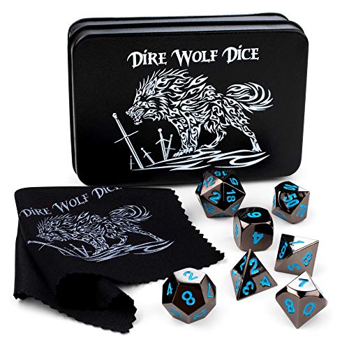 Dire Wolf Dice Metal Polyhedral DND Dice Set