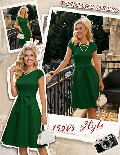 Image of Dressystar Women's Vintage 1950s A Line Cap Sleeve Cocktail Party Dress