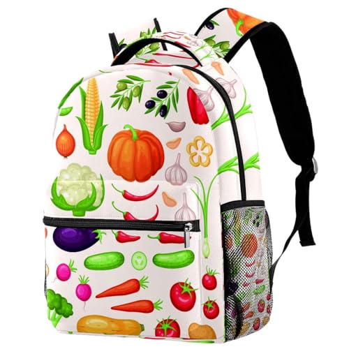 Sac à dos légumes sains 29x20x40cm multicolore pour l'école et voyage