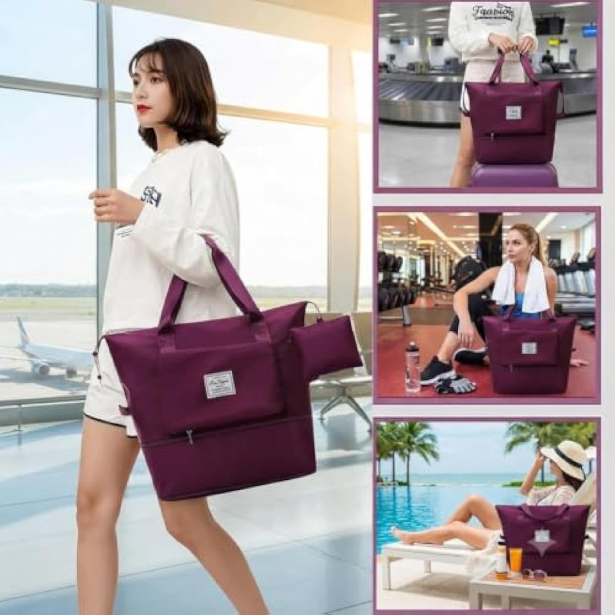 41L Expandable Travel Duffle Bag for Women, Waterproof