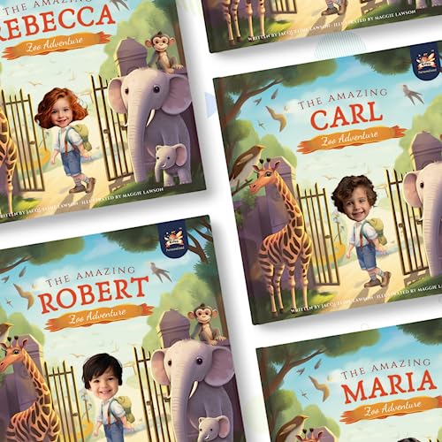 Personalized Children Story Book - Amazing Zoo Adventure - Customized Name & Photo - Baby Gifts - Kids Engaging Story - Elfink (Soft Cover)