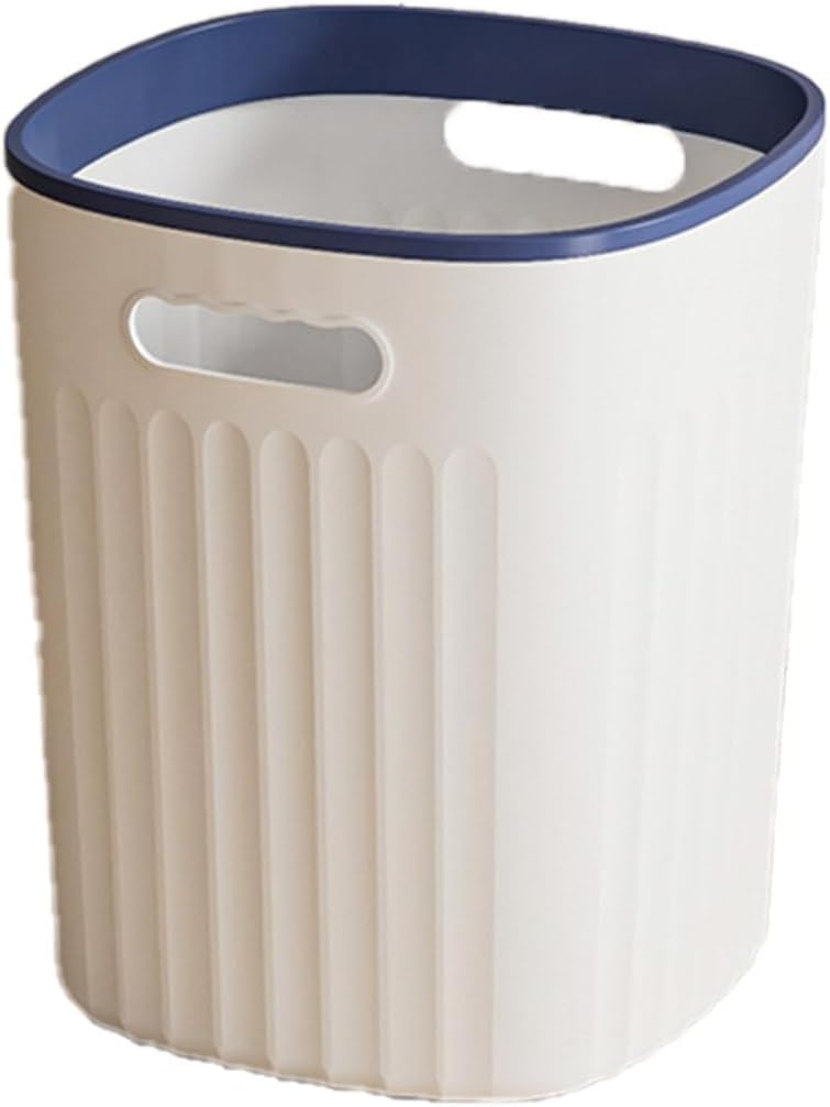 SAFWELSleek Trash Can Rectangular Waste Basket Waterproof Office Plastic Trash Can with Built-in Handle for Bedroom Garbage Container Bin Simple Trash Can (Color : White, Size : 12L)