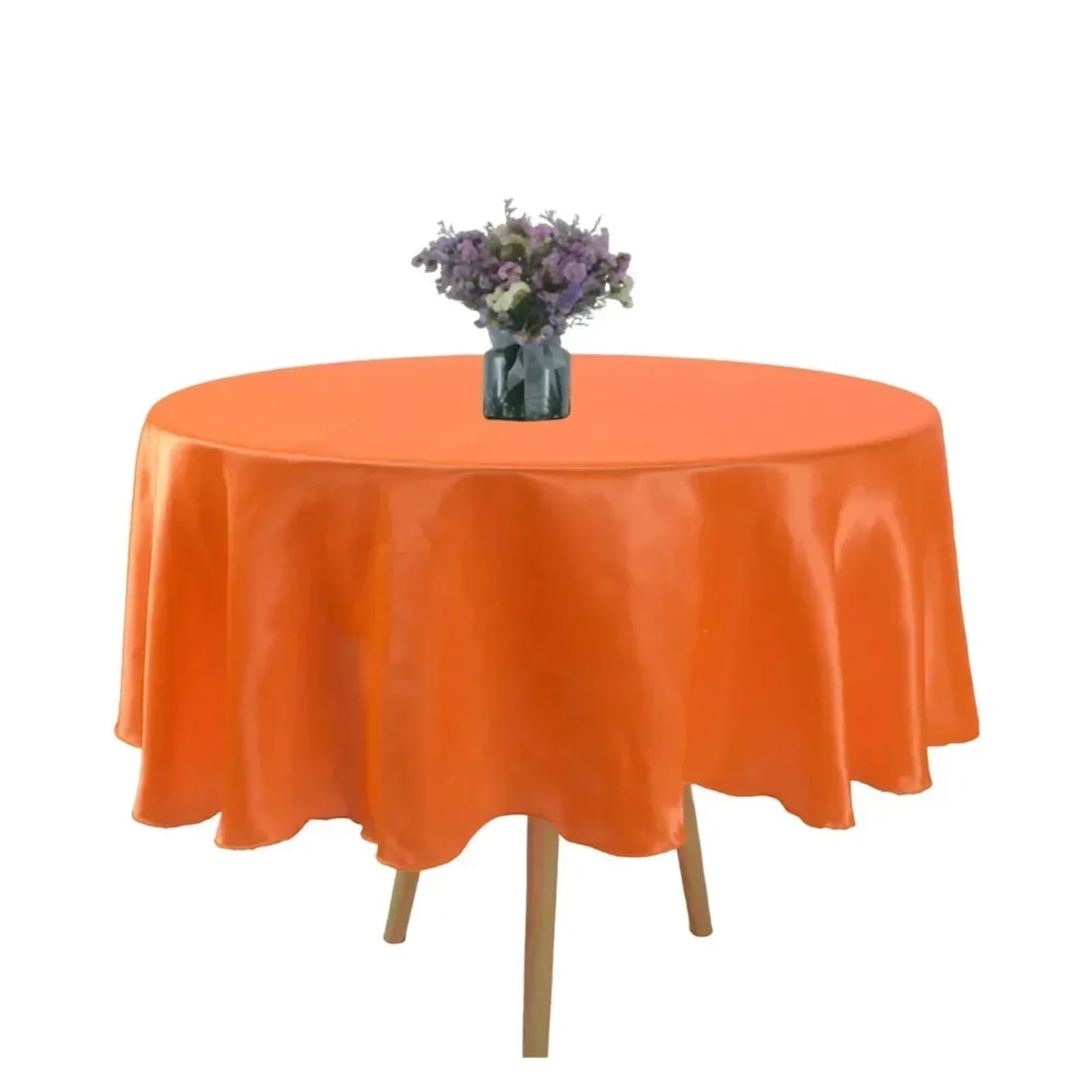 ZHSOAO Round Satin Tablecloth Wedding Party Overlays Decoration Birthday Shower Restaurant Home Table Cloth for Cafe(Orange,180CM)