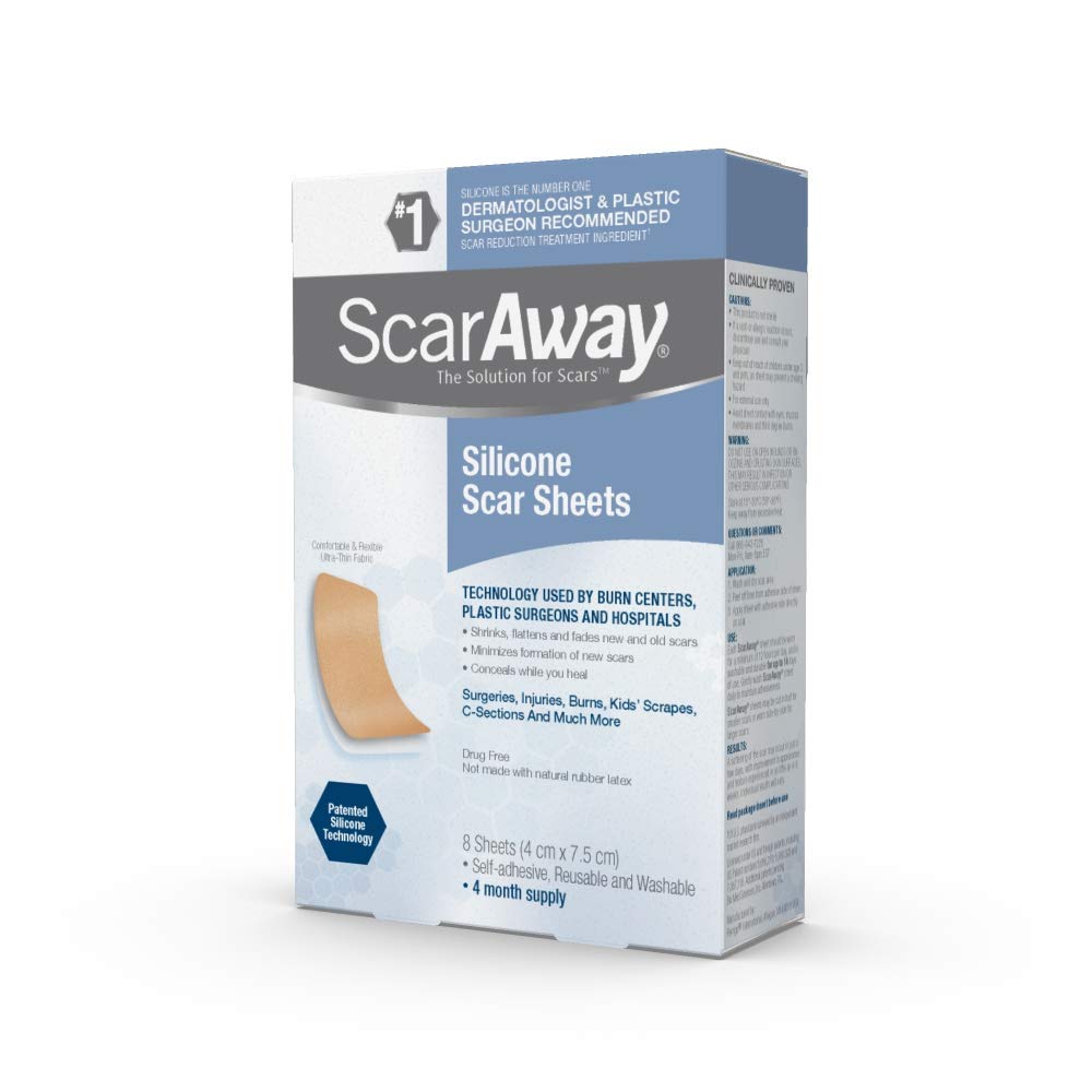 ScarAway Silicone Scar Sheets - 8 ct, Pack of 2