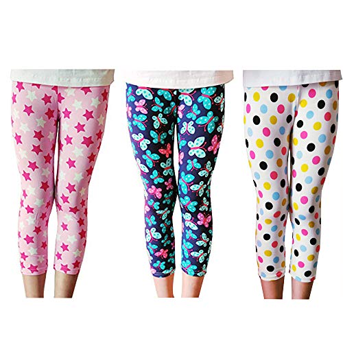 Lazzon Niñas Pantalones Leggings Cortos 3/4 Largos Deportiva Mallas para Chicas 2-13 Años