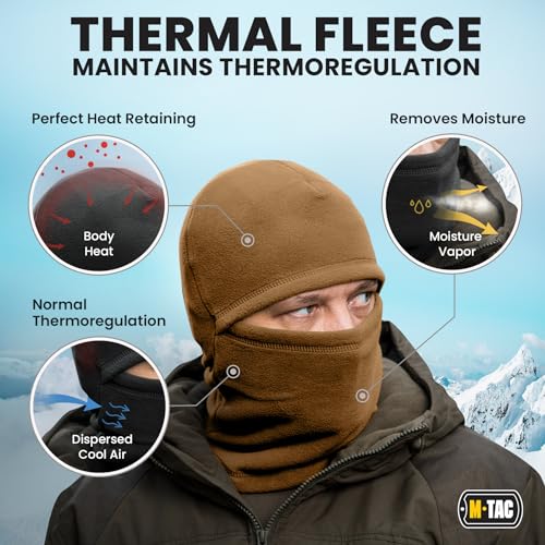 M-Tac Elite Winter Fleece Balaclava - Coldweather Mask Thermal for Winter - Men Tactical Military Style (Coyote Brown)