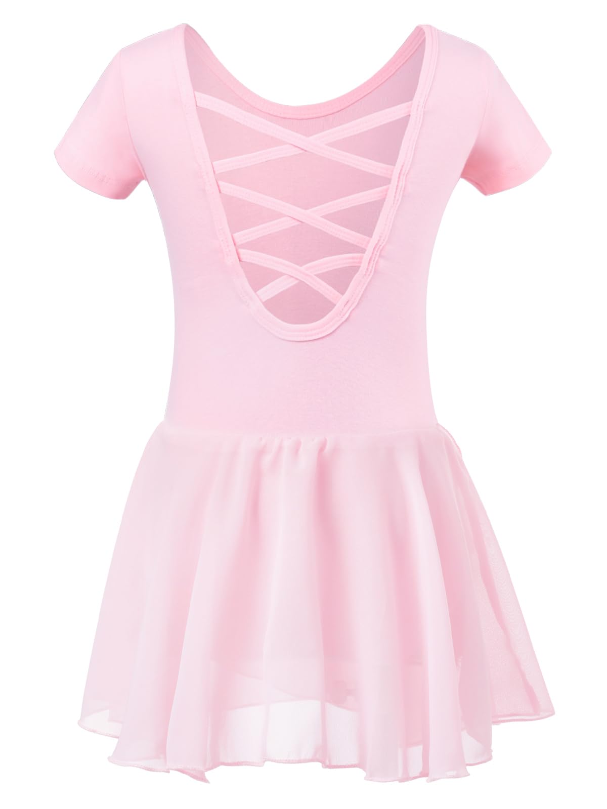 Robe de Ballet Danse Fille Femme avec Jupe Tutu,Justaucorps Danse Filles tutu danse enfant Manches Courtes Coton (taille 110-170)