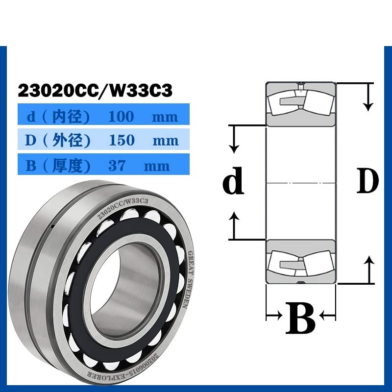 Roulement à rouleaux sphériques 23020CC W33 pour corriger les défauts d'alignement d'arbre