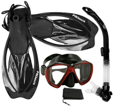 Miniatura 3 de PROMATE Juego de aletas de máscara de ojo de pez semiseco para buceo BKBK