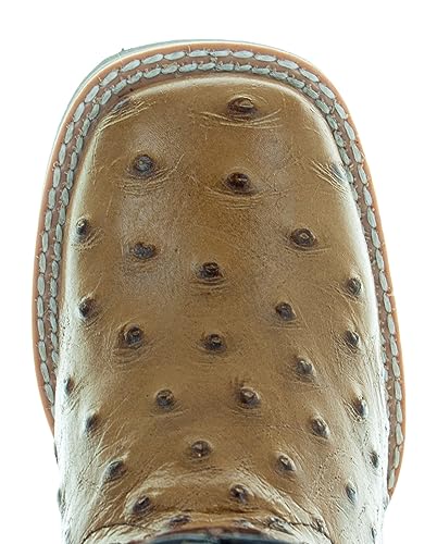 Soto Boots Kids Broad Square Toe Ostrich Print Cwoboy Boots K40074