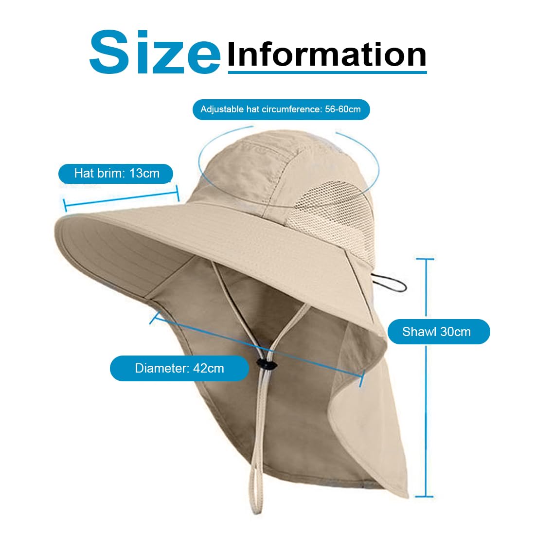 Sonnenhut Herren Damen,Safari Hat,Tropenhut Herren,Sonnenschutz Hut,UPF 50+ Outdoor UV Summer Cap mit Nackenschutz,Nackenschutz Sonne,Atmungsaktiv Verstellbar,Nackenschutz Sonne,Kühlkappe