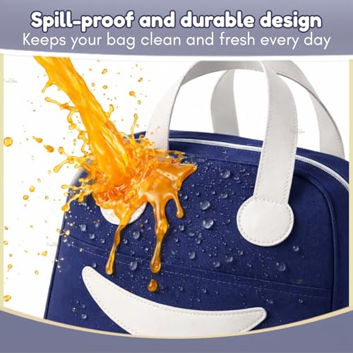 Image of Toy Imagine 6.5L Insulated Lunch Bag for Kids Office School Men Women Smiley Face Tiffin Bag Snack Tote Bag Compact Portable Leak Proof Tiffin Pouch Hot and Cold Lunch Box Bag for Boys and Girls(blue)