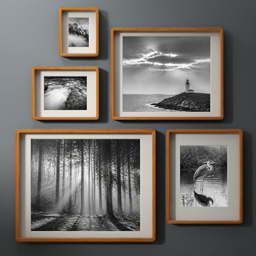 Image of 16 x 20 Picture Frame, USA-Sourced Natural Teak Wood Photo Collage Frame with HD Tempered Glass, Modern Simple 16x20 Wooden Frame Matted to 11x14, Vertical & Horizontal Wall Hanging Display