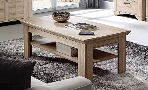 Newface - Mesa de Centro para salón, de Madera, 120 x 45 x 60 cm, con Estante, Roble Bianco, tamaño único