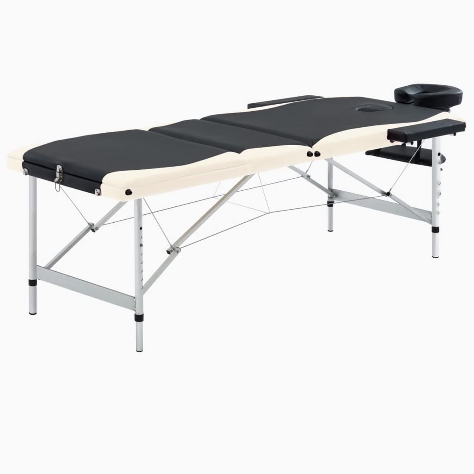 ZEYUAN Camilla de Masaje Plegable 3 Zonas Aluminio Negro y Beige, Apoyabrazos Tattoo, Camilla Tattoo, Camilla Estetica, Camilla De Espalda, Cama De Masaje, Mesa De Masaje 110237