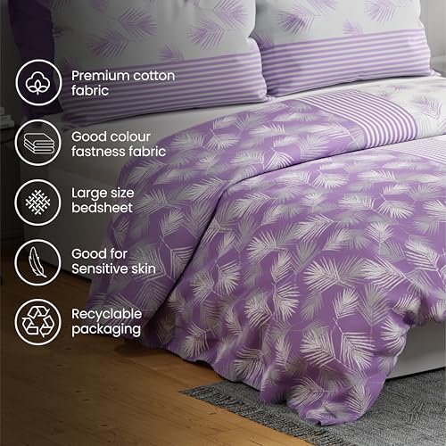 Image of United Colors of Benetton Queen Size Bedsheet Set | 100% Cotton 144 TC Double Bed Sheet with 2 Pillow Covers | Soft, Skin-Friendly & Fade-Resistant Safari Collection