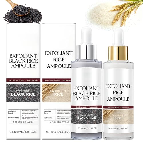 Peel Shot Glow Rice Ampoule Duo, Peeling Exfoliante Facial, White Rice + Black Rice Ampoule, Rice Exfoliator for Face, Profundamente los Poros, Mejora la Piel áspera, Hidrata Profundamente, 2*100 ML