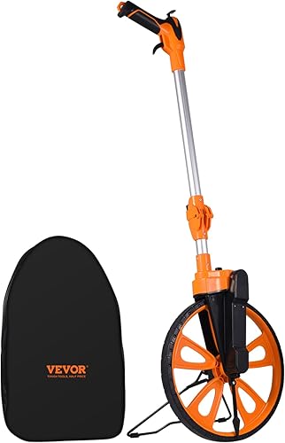 VEVOR Rueda de medición, rueda de 12.5 pulgadas de diámetro, diseño de línea central con freno de mano, rueda de medida telescópica de 39.76-20.47