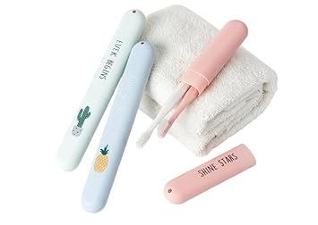 (Set of 03) Portable Travel Toothbrush Case, Dustproof Toothbrush Holder Box, Travel Toothbrush Storage Case for Home, Office, School & Travel Use - Pack of 3