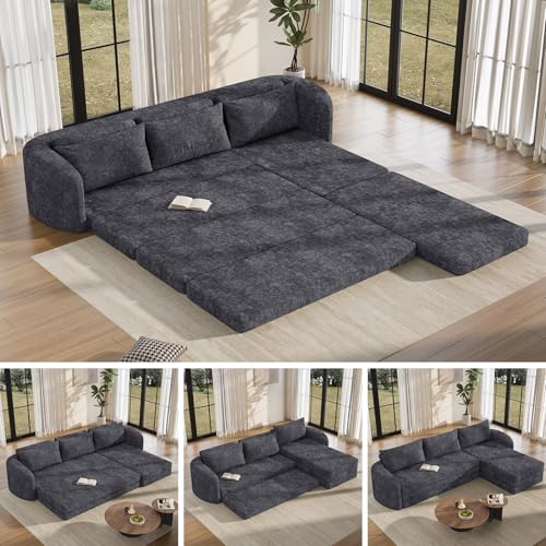 Image of Vesgantti 6 in 1 Convertible Folding Sleeper Sofa Bed, No Assembly, Blue