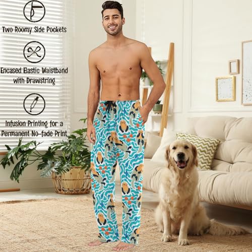 visesunny Mens Pajama Pants Funny Lovely Sea Otter Fish Sea Urchin Cotton Soft Pajama Bottoms Lounge Sleepwear2