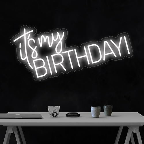 Letrero de neón LED con texto en inglés "It's my Birthday", fabricado