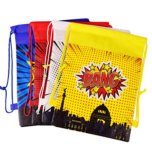 Superhero Party Bags Favors, Superhero Party Gift Goody Bags Drawstring Bags For Superhero Theme Kids Birthday Party Supplies Decorations Set Of 24(4 Colors)… #TOP5