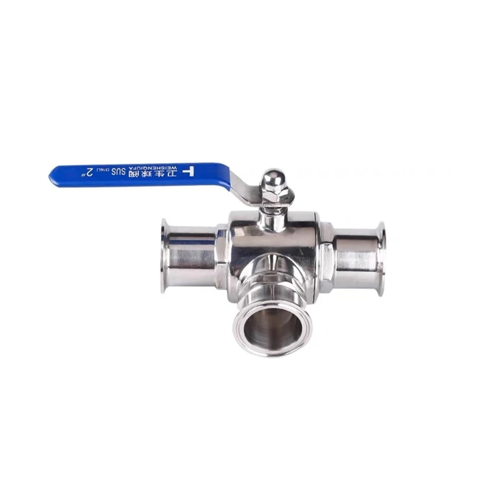 Vanne 3 voies T Tri Clamp 1.5 en acier inox 304 supérieur pour réseau sanitaire