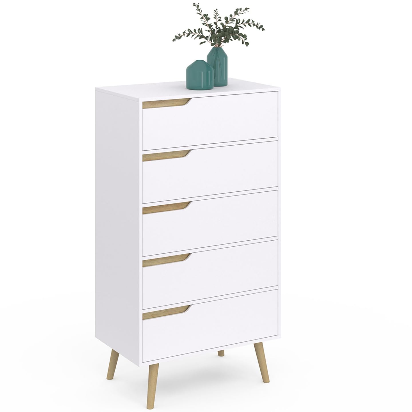 IDMarket - Chiffonnier 5 tiroirs Helsinki 60 cm scandinave Blanc Commode semainier