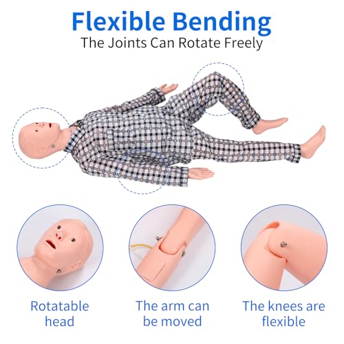 Image of Medical Mannequin for Training, Male-Female Patient Care Medical Manikin Highly Simulated CPR Human Manikins with 3 Muscle Module & Patient Gown & Urinary for Teaching Pratice