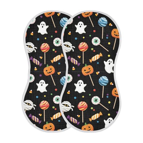 2 Pack Muslin Burp Cloths Halloween Eyeballs Candies Cotton Baby Burp Cloths Ultra Absorbent and Soft Spit Up Rags for Newborn Babies, Large 22