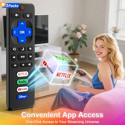 Image of (3 Pack) for Roku TV Remote Control Replacement, for TCL Roku /Onn Roku TVs
