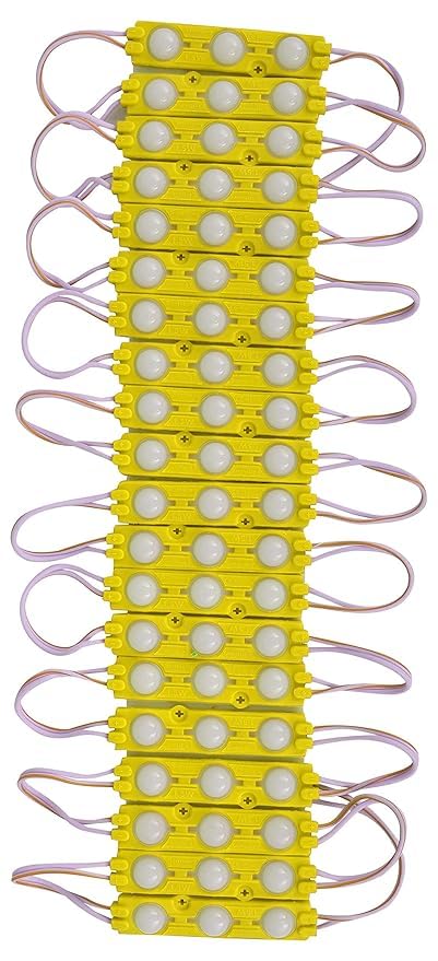 Image of StrawHat 3 LED Strips 12V Waterproof 5630 /5730 LED SMD Injection Module with Defuser Use for Decoration Room, Home, Bike, Car,Auto Rickshaw (Combo) (20, Yellow)