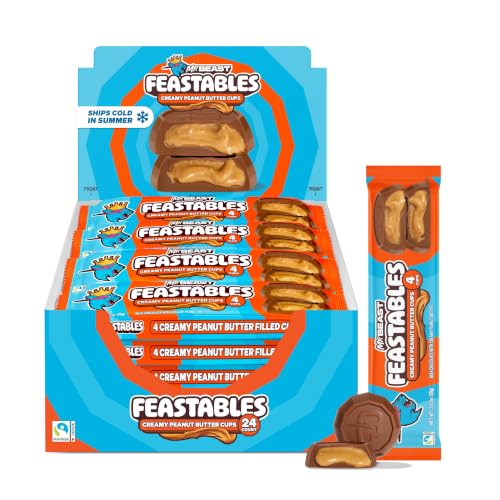 Feastables Peanut Butter Cups Milk Chocolate, 24 Count