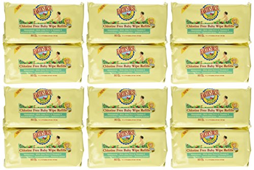 Earth's Best TenderCare Chlorine Free Baby Wipes Refills, 80-Count Packages (Pack of 12)(960 Wipes)