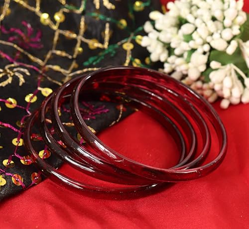 Image of STYOLLO Viral Jelly Plain Transparent Glass Kada Set For Women & Girls | Kanch Kada For Girls | Daily Ethnic Traditional Jewelry | Glossy Classic Fashion Kangan For Wedding, Festive & Parties - Set Of 4