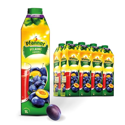 Pfanner Pflaumen Getränk (8 x 1 l) - 25% Fruchtgehalt Fruchtgetränk aus Pflaume im Vorratspack