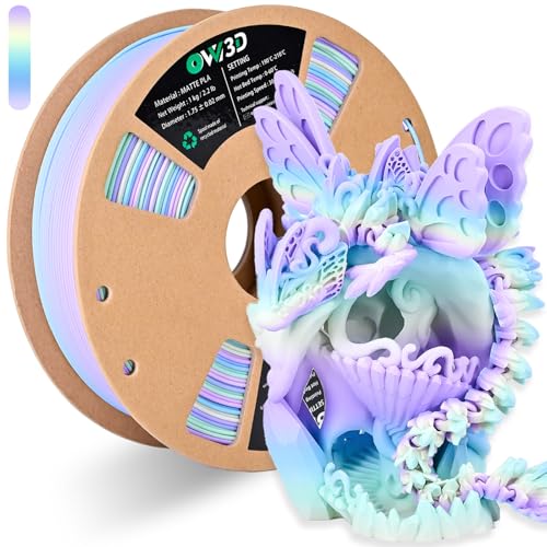 Image of OVV3D Rainbow PLA Filament 1.75mm, PLA 3D Printer Filament Multicolor Color Changing Rainbow PLA Filament with Matte Macaron Blue Green Yellow Purple, 3D Printing Filament 3D Filament, 1kg / 2.2 lbs