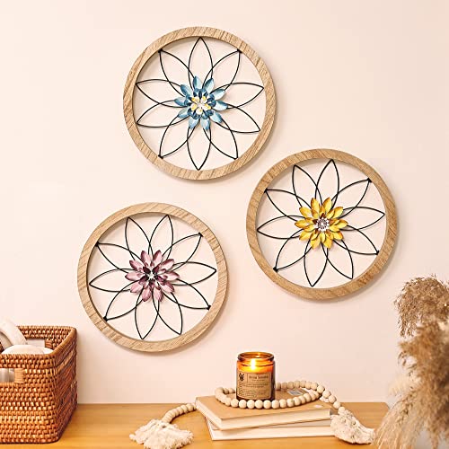 3 Pieces Thicken Wall Decor Farmhouse Rustic Wood Vintage Hanging Decoration Hollow Carved Design for Outdoor Living Room Bedroom Bathroom Kitchen - Image 3