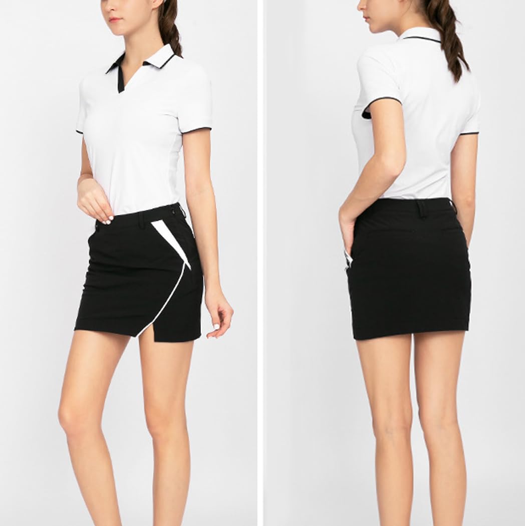Damen-Golf-Poloshirts Mit V-Ausschnitt Tennis-Shirts Sonnenschutz Schnell Trocknende Trainings-Outfits